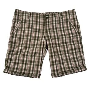 Vintage Y2K Mossimo Supply Co Plaid Bermuda Shorts Olive Green Pink Size 15